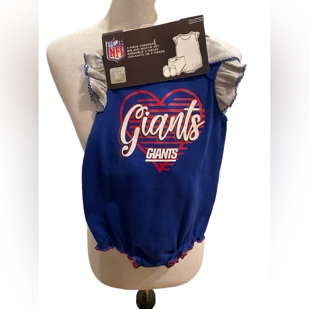 Girls 6-9 Month Infant New York Giants Royal/Heathered Gray 3 PIECE CREEPER SET
